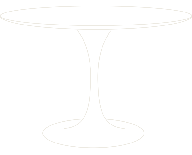 Custom line illustration of a tulip table created for K Squared Design Studio